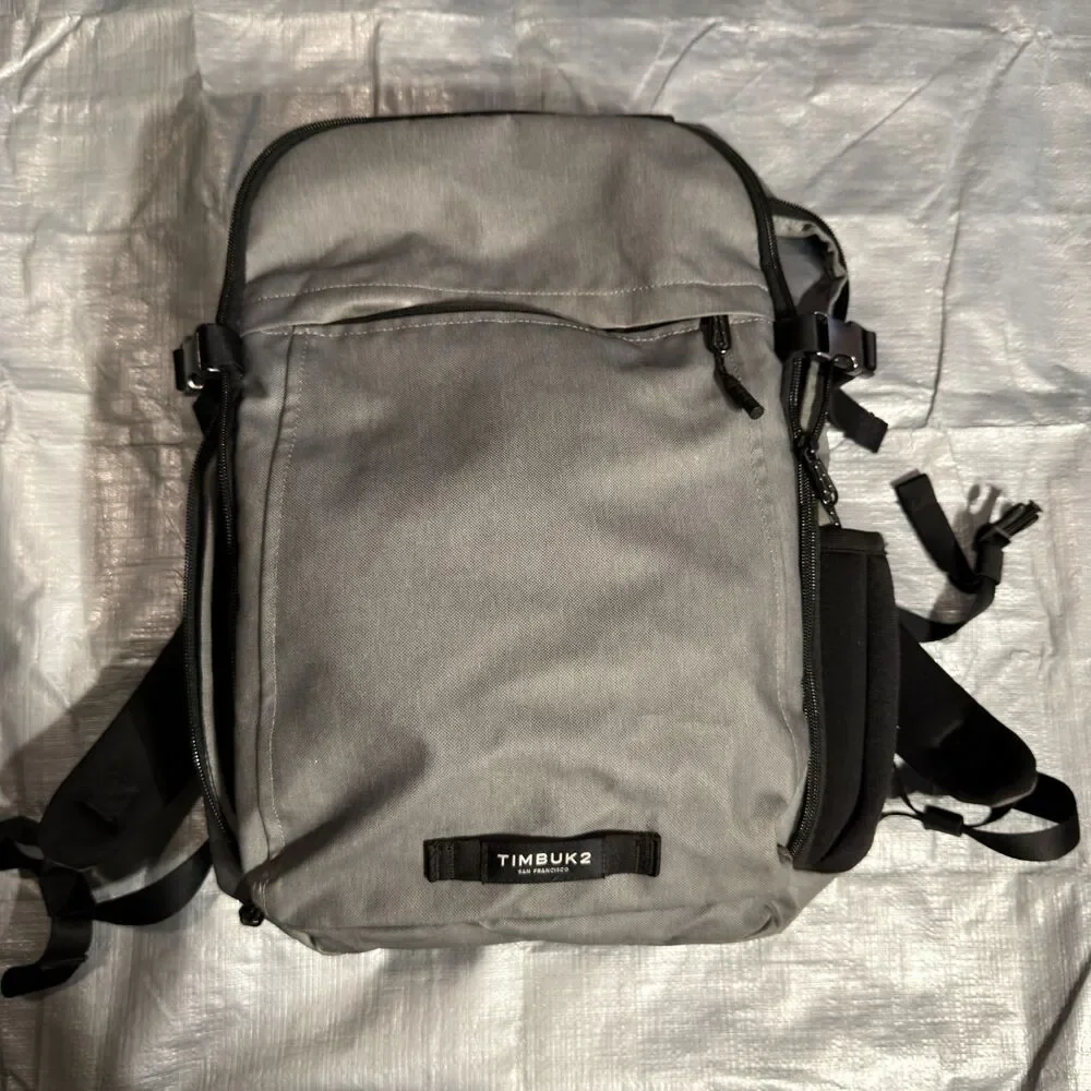 Timbuk2 Authority Laptop Backpack Gray Commuter Travel Bag Organizer Water Bottl